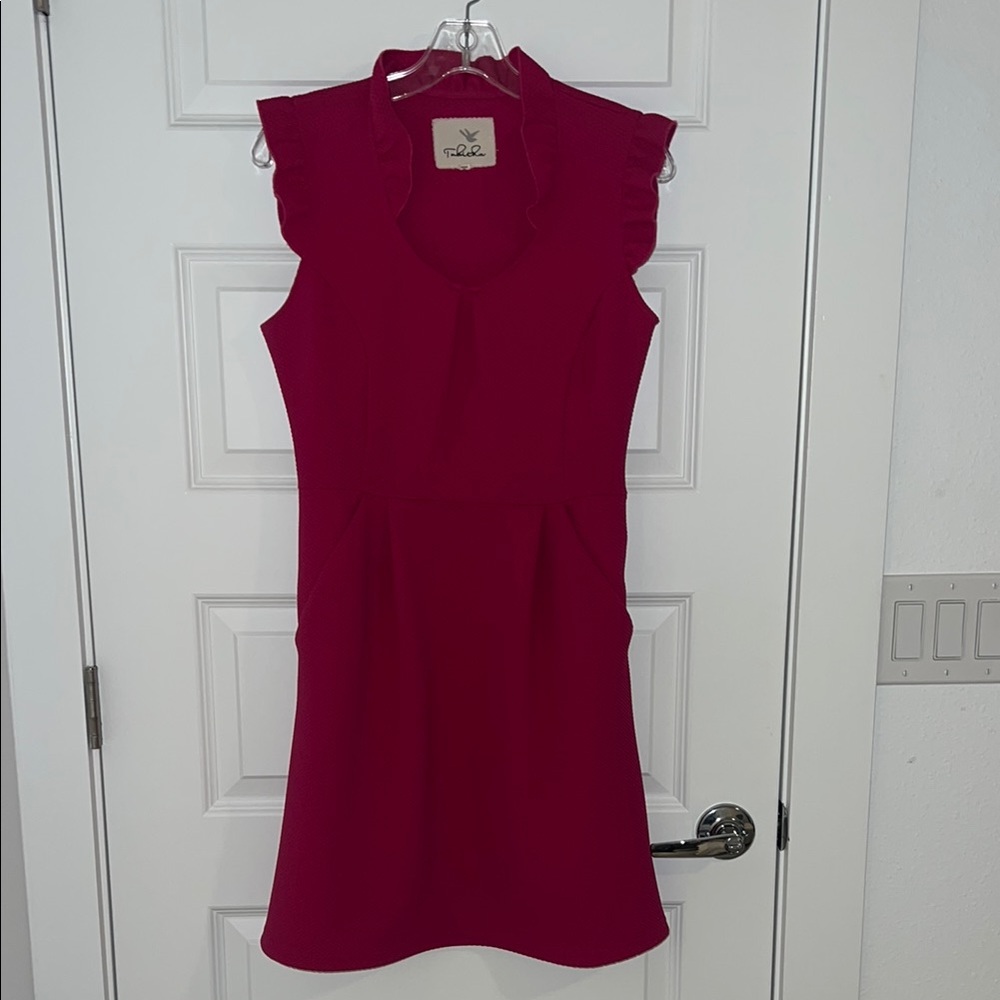 Chic Red Ruffle Sleeve Dress